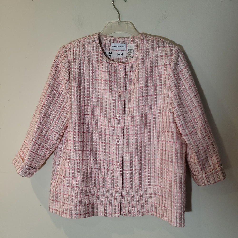 Alfred Dunner Women's Pink, Brown and Off White Blazer  Size 14
